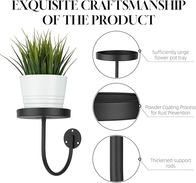 4 Pack Wall Plant Holder,Wall Planters for Indoor Plants,Plant Hanger Indoor,Metal Plant Wall Hanger,Hanging Plant Holder（Black）