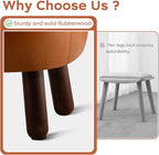 Small Foot Stool, Round Faux Leather Pouf Ottoman Foot Rest, Footstool Ottomans with Rubber Legs Under Desk, 13''L x 13''W x 10.2''H, Footrest for Couch, Living Room, Bedroom, Hallway, Brown