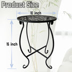 Plant Stand Indoor Outdoor, 15" Tall Flower Pot Stand, Round Metal Corner Plant Stand for Flower Pot, Rustproof Flower Plant Rack Holder for Home, Garden, Patio, Plant Lovers 1 Count