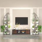 Plant Stand Shelf Rack Indoor with 6 Built in Grow Light, 7 Tiered 65" Tall Black Large Lighted Half Moon Curved Plant Stand for Indoor Growing, 2 Pack Arch Sturdy High Herb Flower Shelving
