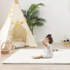 1.5" Thick Baby Play Mat for Floor, 59x79 Playpen Mat, Pro Soft Flannel Foam Mats Toddler Infant Kids Crawling for Nursery Rug Playroom Living Room Waterproof Easy Care Non-Slip (Cream)