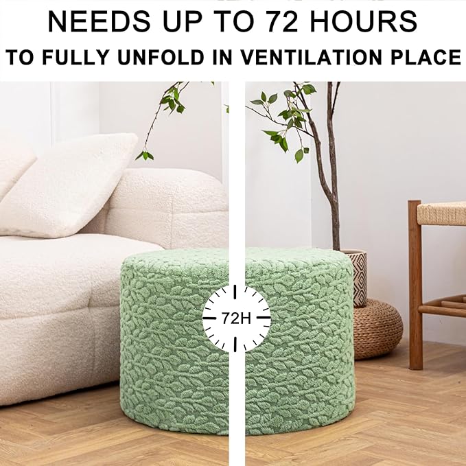Round Pouf Ottoman 20 x 20 x 14 Inches Boho Poof Home Decor Floor Pouffe Ottoman Foot Rest for Couch Sofa Bean Bag Chairs Living Room Bedroom (Muted Green)