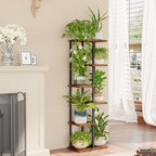 Bamworld Tall Plant Stand Indoor 6 Tier Plant Shelf for Multiple Plants, Tiered Flower Pot Stands for Patio Garden Balcony Living Room Bedroom, Brown