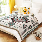 Homesy Aztec Throw Blankets Navajo Southwestern Throws Cover Reversible Green Boho Southwest Blanket for Couch Chair Sofa Bed Home Outdoor Beach Car Tent Travel Camping 51"x63"