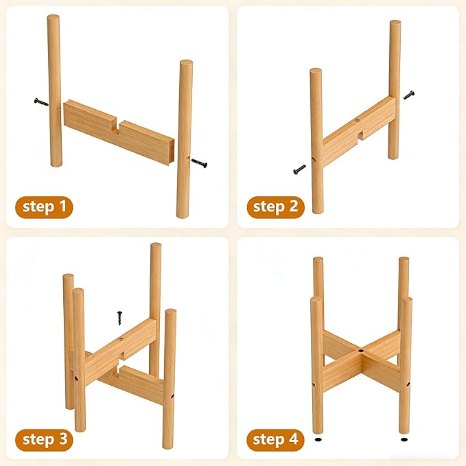 ALIGADO 2 Pack Bamboo Plant Stands Indoor, for Up to 12 Inch Pots, Built to Fit Corners, Sturdy & Stable Design, Natural Wood Color