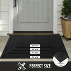 Sturdy Front Door Mat, Absorbent Muddy Dirt Resist Welcome Door Mats Outdoor Indoor, Stain and Fade Resistant, Non-Slip Backing Entry Mat Low Profile Doormat for Entryway, 47×32, Black