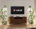Plant Stand Indoor with Grow Lights - Lighted Plant Shelf Indoor Tall, 61" 9 Tier Large Plant Stands for Indoor Growing, 2 Pack Corner Flower Shelf, Winged Metal Holder for Home Living Room, Black
