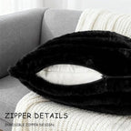 2 Pack 16x16 Double-Sided Faux Fur Pillow Covers, Plush Throw Pillow Covers for Living Room Decorations Throw Pillow Case, Throw Pillow Cover Cushion Cover for Home Sofa Car, Black