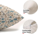 Brown Blue Grey Floral Pillow Covers 12x20 Set of 2 Vintage Rustic Old Style Cute Small Flower Print Rectangle Decorative Outdoor Pillowcases Farmhouse Throw Cushion Case Decor for Couch Sofa Bed