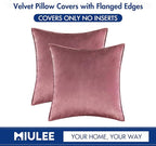 MIULEE Jam Velvet Throw Pillow Covers 18x18 Soft Decorative Solid Square Cushion Cases Pack of 2 Modern Luxury Home Decor for Couch, Sofa, Bedroom