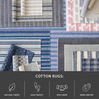 Dash & Albert Haverhill French Blue Handwoven Cotton Rug, 8.5 X 11.5 Feet, Blue/Ivory Solid Pattern