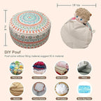 MOCOFO Round Bohemian Ottoman Pouf Cover, 18 Inch, Cotton Blend, Church Window Print, Living Room Storage Footrest, Cover Only (Pink Ink)