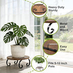 Plant Stand Indoor Outdoor, Vintage Wooden Plant Table Corner Flower Stand for 5 to 12 Inch Pots, Sturdy Low Short Plant Holder Stool for Living Rooms, Office, Garden, Patio