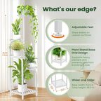 TOSKING 5 Tier Tall Plant Stand Indoor Outdoor,Anti-Tip Plant Stand indoor, Wide Base for Pots, Child and Pet Friendly,Heavy Duty Corner Shelf for Plants & Decor, Space Saving ,Tiered Metal Flower Pot Stand for Balcony, Garden, Living Room, Patio (Whit...
