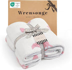 WRENSONGE Throw Blanket Bubble Bowknot Pink Soft Cozy Fluffy Warm Throw for Couch Sofa Bed Camping Picnic Travel Lightweight - 50"*60"