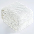 Knitted Throw Blanket 60"X80", White Knit Throws for Bed, Super Soft Boho Chevron Blankets for Couch Sofa Chair Room Decor, Textured Decorative Farmhouse Cozy Lightweight