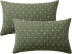 MIULEE Pack of 2 Decorative Vintage Burlap Linen Spring Throw Pillow Covers Modern Farmhouse Pillowcase Rustic Woven Textured Cushion Cover for Sofa Couch Bed 12x20 Inch Olive Green