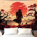 Atrippy Japanese Anime Samurai Tapestry, Cool Black Desert Red Sun Wall Hanging for Bedroom Aesthetic, Asian Japanese Sunset Wall Art Tapestries Poster Home Decor for Living Room Dorm 51x60 Inches