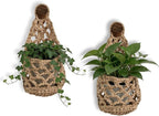 Macrame Plant Hanger Set of 2, Boho Wall Hanging Planter for Up to 6 Inch Pots - Handwoven Cotton Rope Wall Decor with S-Hooks for Indoor Plants in Living Room, Bedroom & Office
