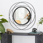 Decorative Mirrors Black Circle Mirror - 20 Inches Round Mirror with Metal Frame, Modern Wall Hanging Mirrors for Living Room, Bedroom, Bathroom, Entryway Black