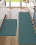 DEXI Kitchen Floor Mats Cushioned Anti Fatigue,17x29+17x59, Standing Runner Rug Waterproof, Comfort Memory Foam Padded for Front Sink Laundry Set of 2, Hunter Green