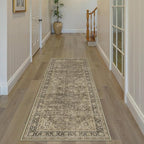 2x6 Washable Brown Runner Rug Vintage Hallway Kitchen Carpet Non-Slip Soft Low Pile Distressed Throw Rug for Bedroom Bathroom Laundry Living Room