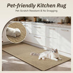 RESARE Jute Kitchen Mats for Floor, 2PCS Kitchen Rugs Set Non Slip, Runner Rugs for Kitchen, Stain Resistant Floor Mat Carpet for Hallways Entryway Laundry,17"x32"+17"x48"