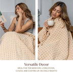 Folkulture Christmas Throw Blanket | (60 x 50) Boho Chunky Knit Blanket for Bed, Couch |Chenille White Thick, Ultra Soft, Plush, Lightweight, Throw Blanket for Sofa with Machine Wash | Ivory Wrap