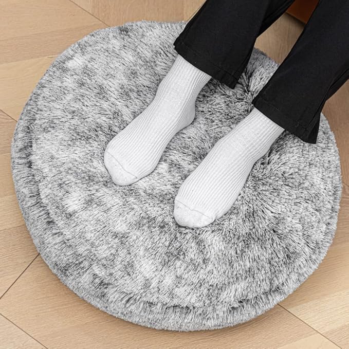 Asuprui Soft Floor Pillow Large Round Floor Cushion for Sitting Fur Meditation Pillow Premium Yoga Pillow for Living Room Bedroom Balcony Outdoor 20x6Inches Dark Grey Round Floor Pillow with Insert