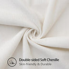 decorUhome Summer Chenille Soft Cozy Throw Pillow Covers 26x26 Set of 2, Modern Farmhouse Boho Velvet Decorative Euro Sham Pillow Cases with Stitched Edge for Couch Sofa Bed Home Decor, Cream White