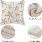 Brown Starfish Pillow Covers 18x18 Set of 2 Coastal Throw Pillows Spring Summer Nautical Ocean Theme Beach Decorative Pillow Cases Farmhouse Outdoor Decor Linen Cushion Case for Couch Sofa