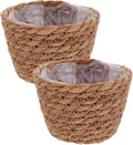 BESPORTBLE Seagrass Planter Basket Indoor, 2 Pcs Small Hand Woven Plant Basket Storage Containers with Plastic Liners for Indoor Planters Flower Pots Decoration, 5.07 * 3.5inch