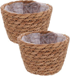 BESPORTBLE Seagrass Planter Basket Indoor, 2 Pcs Small Hand Woven Plant Basket Storage Containers with Plastic Liners for Indoor Planters Flower Pots Decoration, 5.07 * 3.5inch