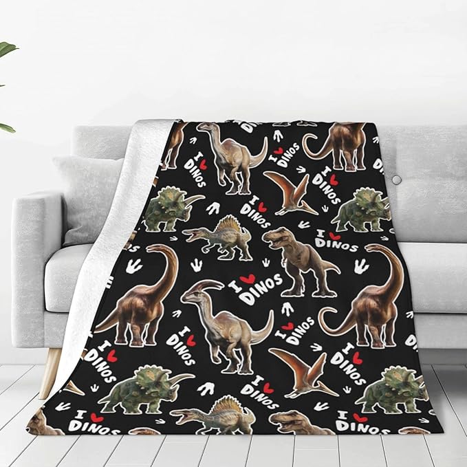 Dinosaur Throw Blanket Soft Flannel Blanket 60"x50" in Bed Blanket Home Decor for Room Sofa Couch All Season