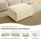 VINGLI Movable Ottoman for Corduroy Cloud Sectional Couches, Cream