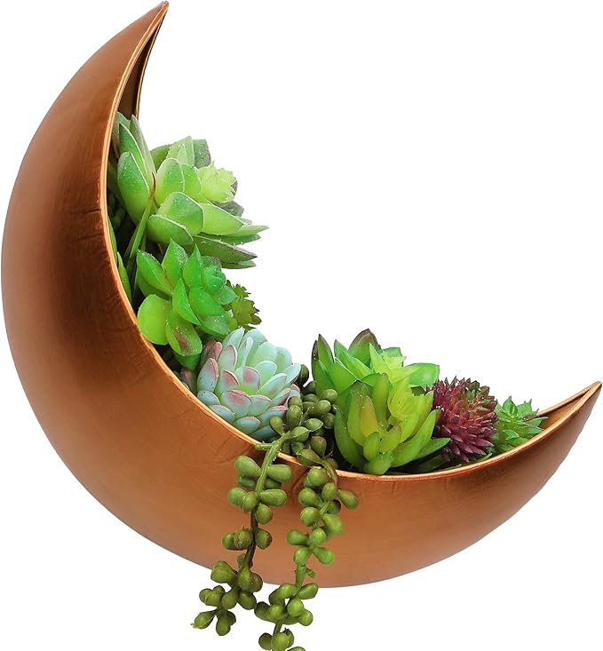 Wall Planter with Drain Holes – Outdoor Hanging Moon Planter for Fence, Patio, or Garden – Boho Crescent Wall Decor for Succulents, Air Plants, Herbs & Flowers – Witchy Gifts for Plant Lovers