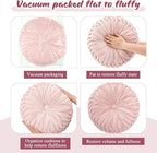 Round Throw Pillows Decorative Pleated Throw Pillows 15'' Diameter Accent Pumpkin Boho Chair Cushion for Couch Sofa Home Decoration(Pink,1 Pcs)
