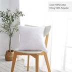 Leeden 18 x 18 Pillow Inserts (Set of 4) - Throw Pillow Inserts with 100% Cotton Cover - 18 Inch Square Interior Sofa Pillow Inserts - Decorative Pillow Insert Pair - White Couch Pillow