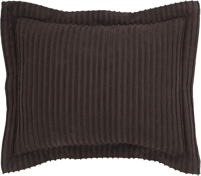 Better Trends Jullian Collection is Super Soft and Light Weight in Bold Stripes Design 100% Cotton Tufted Unique Luxurious Machine Washable Tumble Dry, Standard Sham, Chocolate