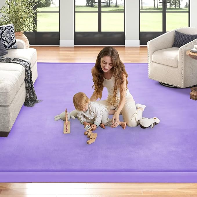 Baby Play Mat for Floor Nursery Muscle Area Rug Playroom Rug 47"x47" Memory Foam 1.3" Thick Crawling Mat for Babies,Toddlers, Infants,Kids(Lavender)
