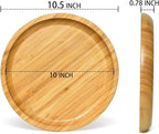2 Pack Bamboo Saucer, 10.5 inch Plant Saucer, 10" Cactus Plant Tray, Round Bamboo Tray for Modern Ceramic Flower Pot, Planter Pot Tray, Also Use Cup Holder, Spoon Holder, Kitchen Utensil Rest