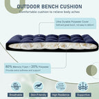 downluxe Outdoor Bench Cushion for Patio Furniture, Water Resistant Tufted Overstuffed Porch Swing Cushions, Thick Outdoor Loveseat Cushions, 59" x 18" x 5", Navy, Set of 1