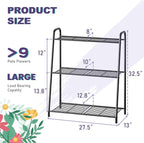 3-Tier Corner Plant Stand, Metal Black Flower Pot Rack, Indoor Outdoor Heavy Duty Shelf (Black, 3 Tier)