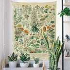 Vintage Flowers Tapestry 48”x36”, Long Vertical Wall Hanging Reference Illustrative Botanical Tapestries for Bedroom Aesthetic Floral Tapistry Botanical Plants Tapestry Wall Hanging Cute Bedroom Decor