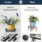 Yimobra Metal Plant Stand for Outdoor Indoor, Heavy Duty Flower Pots Holder Rustproof Wrought Iron Planter Stands Garden Round Supports Rack for Planter 9.5 Inches, Bronze Black