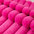 ZLINA Set of 2 Hot Pink Faux Fur Decorative Throw Pillow Covers Fluffy Striped Pillowcase Cushion Covers 20 x 20 Inch Decor Sofa Couch Bedroom
