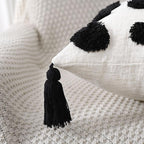 PANOD Super Soft Farmhouse Decorative Plush Throw Pillow Covers 22 x 22 Black,Solid Pom pom Tufted with Tassels Modern Accent Boho Square Cushion Cover Pillow Case for Couch Sofa