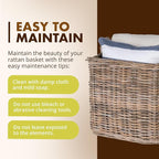 KOUBOO Large Square Rattan Basket, Handmade, Living Room, Blankets, Toy Bin, Extra Storage, Decorative Storage, Laundry Basket, Linens, Gray & Brown, Large