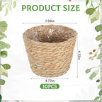 10 PCS Seagrass Plant Baskets with Plastic Liners, Woven Planter Basket Set for Indoor and Outdoor Plants, Wicker Flower Pot Covers Plant Container sand Storage Baskets for Home and Farmhouse Decor
