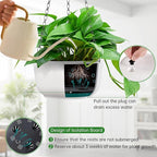 Set of 2 White Hanging Planters for Outdoor Indoor Plants, 10 Inch Self-Watering Hanging Plant Pots with Drainage Hole & Plug (Hooks)